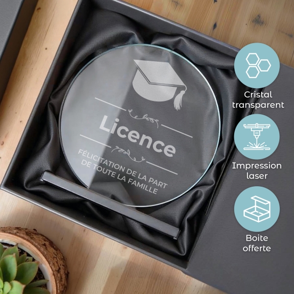 Trophée en verre personnalisable - Grand modèle - Diplôme