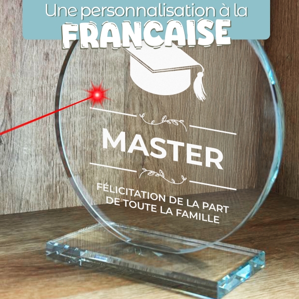 Trophée en verre personnalisable - Grand modèle - Diplôme