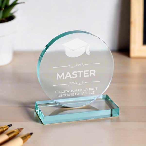 Trophée en verre personnalisé - Petit modèle - Diplôme