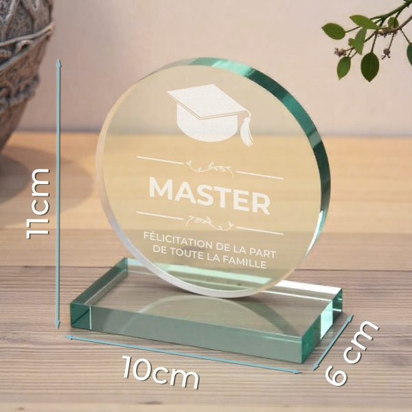Trophée en verre personnalisé - Petit modèle - Diplôme