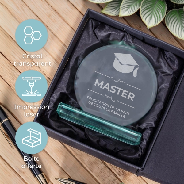 Trophée en verre personnalisé - Petit modèle - Diplôme