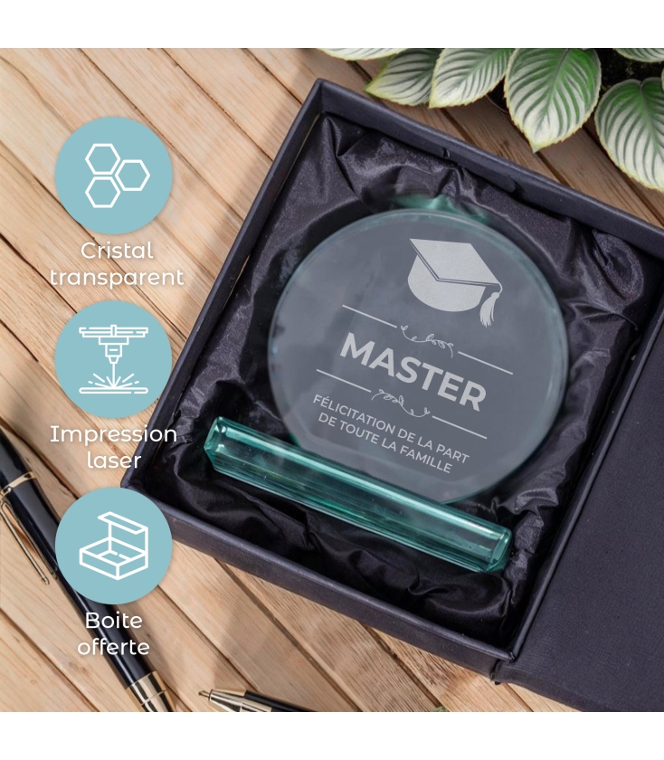 KDO MAGIC Trophée Verre Personnalisable – Gravure Texte/Prénom/Date, Coffret Cadeau Inclus – Modèle Top 1