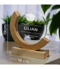 Trophée en verre personnalisé - Modèle rond base bambou - Diplôme