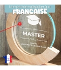 Trophée en verre personnalisé - Modèle rond base bambou - Diplôme