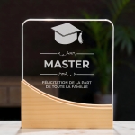Trophée en verre personnalisable - Modèle carré base bambou - Diplôme