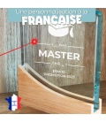 Trophée en verre personnalisable - Modèle carré base bambou - Diplôme