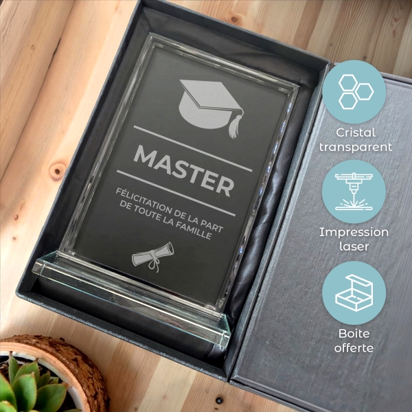 Trophée en verre personnalisé - Modèle rectangulaire - Diplôme