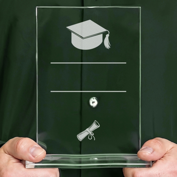Trophée en verre personnalisé - Modèle rectangulaire - Diplôme