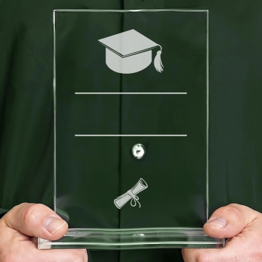 Trophée en verre personnalisé - Modèle rectangulaire - Diplôme