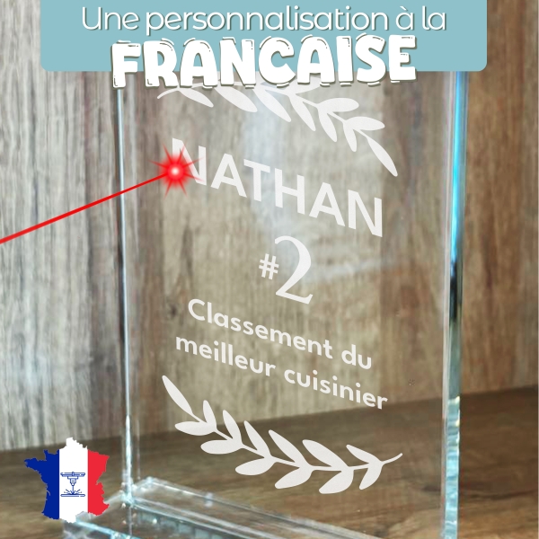 Trophée en verre personnalisé - Modèle rectangulaire - Top 1