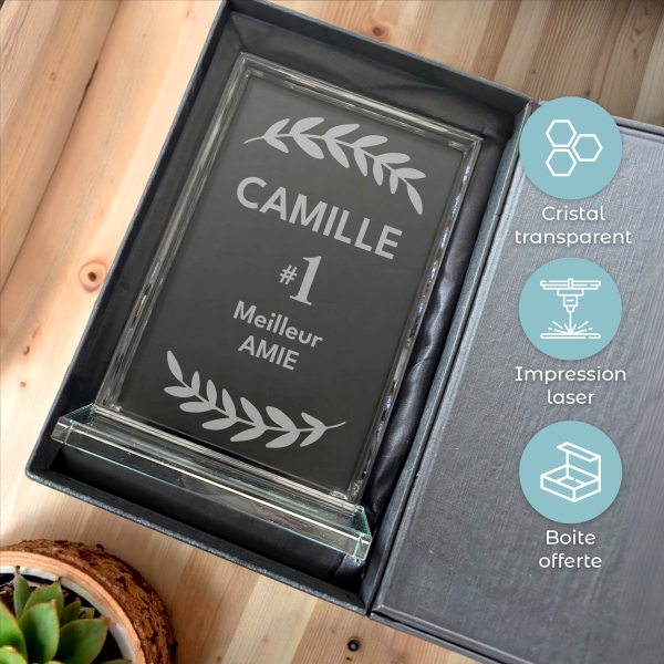 Trophée en verre personnalisé - Modèle rectangulaire - Top 1
