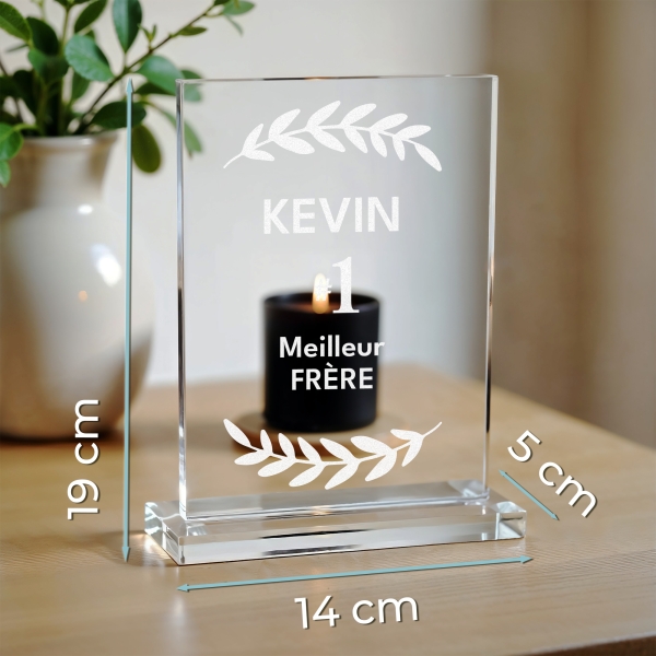 Trophée en verre personnalisé - Modèle rectangulaire - Top 1