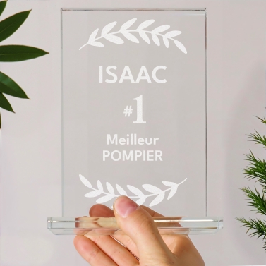 Trophée en verre personnalisé - Modèle rectangulaire - Top 1