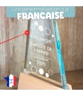 Trophée en verre personnalisable - Modèle triangle base bambou - Entreprise