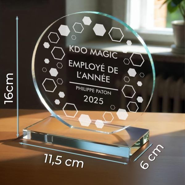 Trophée en verre personnalisé - Grand modèle - Entreprise