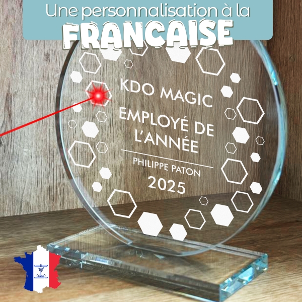 Trophée en verre personnalisé - Grand modèle - Entreprise