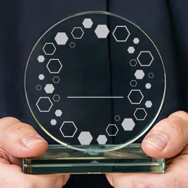Trophée en verre personnalisé - Grand modèle - Entreprise