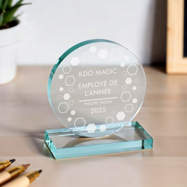 Trophée en verre personnalisé - Petit modèle - Entreprise