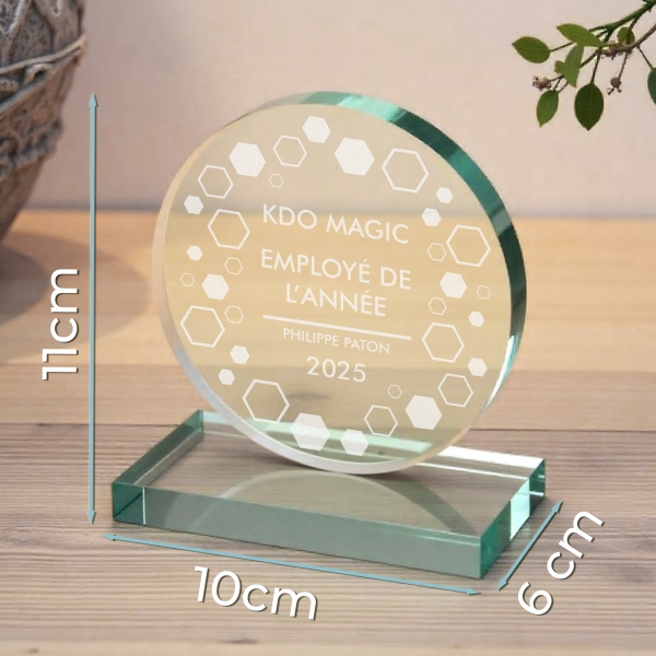 Trophée en verre personnalisé - Petit modèle - Entreprise