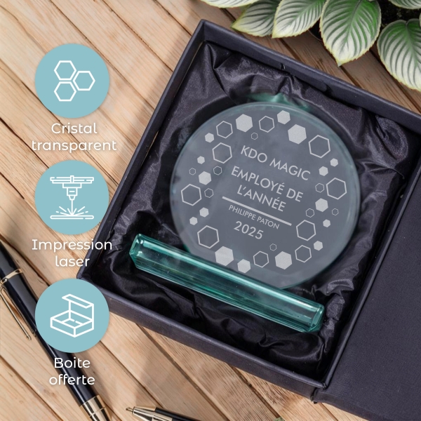 Trophée en verre personnalisé - Petit modèle - Entreprise