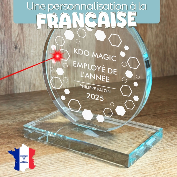 Trophée en verre personnalisé - Petit modèle - Entreprise