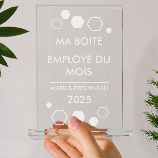 Trophée en verre personnalisé - Modèle rectangulaire - Entreprise
