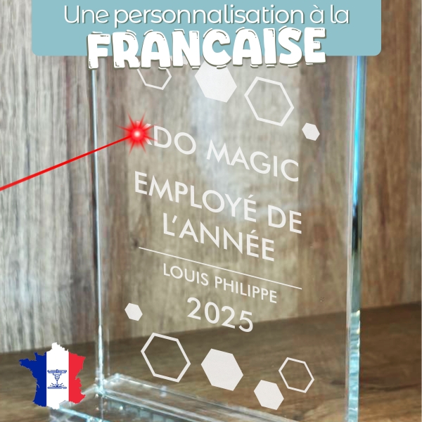 Trophée en verre personnalisé - Modèle rectangulaire - Entreprise