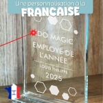 Trophée en verre personnalisé - Modèle rectangulaire - Entreprise