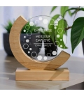 Trophée en verre personnalisé - Modèle rond base bambou - Entreprise