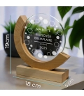 Trophée en verre personnalisé - Modèle rond base bambou - Entreprise