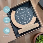 Trophée en verre personnalisé - Modèle rond base bambou - Entreprise