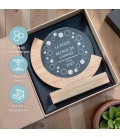 Trophée en verre personnalisé - Modèle rond base bambou - Entreprise