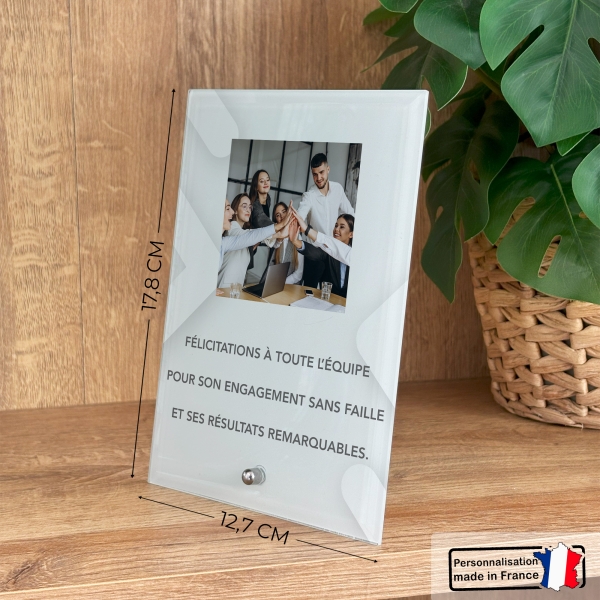 Cadre photo en verre personnalisé verticale - Modèle Blanc