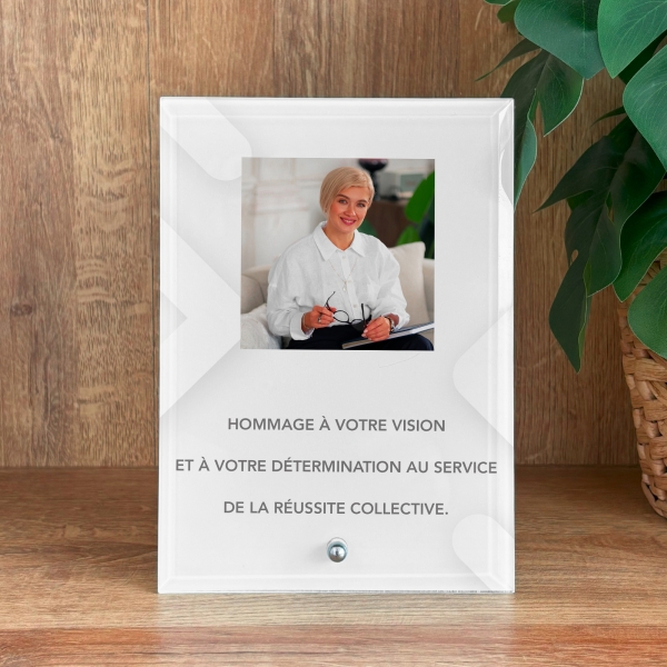 Cadre photo en verre personnalisé verticale - Modèle Blanc