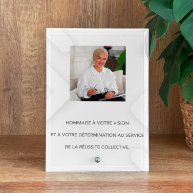 Cadre photo en verre personnalisé verticale - Modèle Blanc