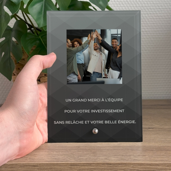 Cadre photo en verre personnalisé verticale - Modèle Noir