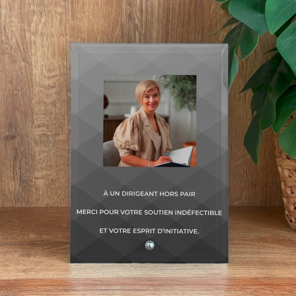 Cadre photo en verre personnalisé verticale - Modèle Noir