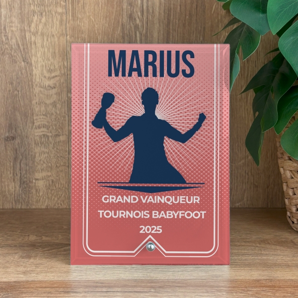 Cadre photo en verre personnalisé verticale - Modèle Rouge