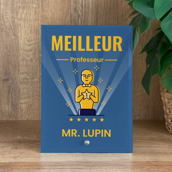 Cadre photo en verre personnalisé verticale - Modèle Bleu