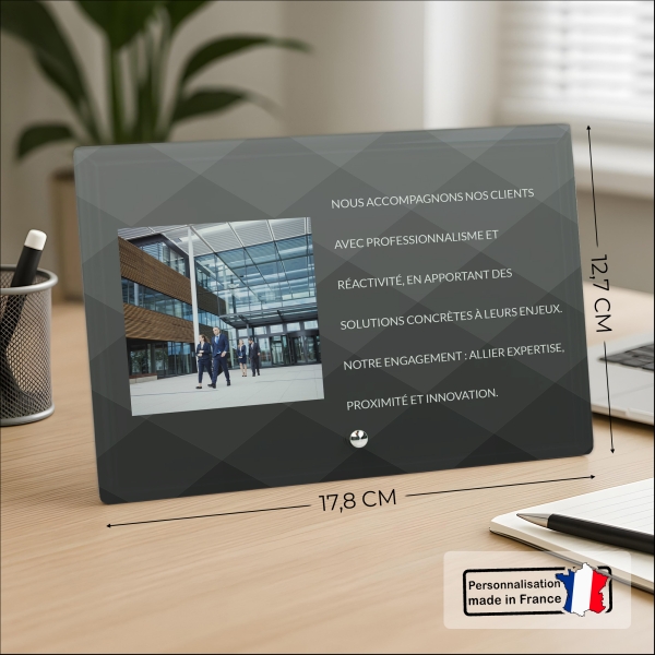 Cadre photo en verre personnalisé horizontale - Modèle Noir