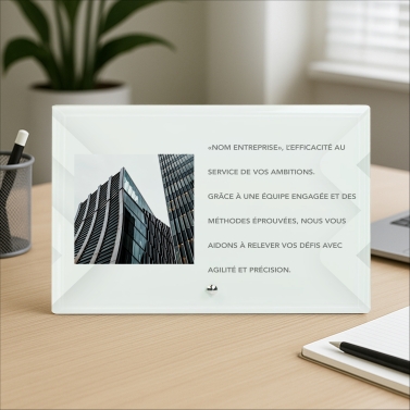 Cadre photo en verre personnalisé horizontale - Modèle Blanc