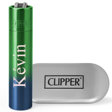 Briquet vert et bleu clipper personnalisable