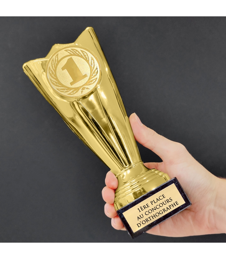 Trophée Laser Texte Personnalisé Trophée Personnalisable Doré KDO MAGIC - Gravure Laser Texte - Cadeau Retraite, Réussite, Fête Des Pères Cadeau Personnalisé Noël