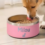 Gamelle personnalisée - Modèle gravée -  Rose - KDO MAGIC - animaux de compagnie