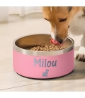 Gamelle personnalisée - Modèle gravée -  Rose - KDO MAGIC - animaux de compagnie
