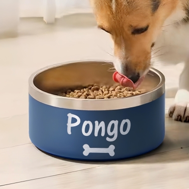 Gamelle personnalisée - Modèle gravée - Bleu marin- KDO MAGIC - animaux de compagnie