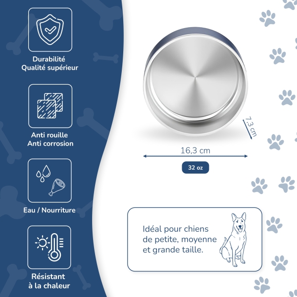 Gamelle personnalisée - Modèle gravée - Bleu marin- KDO MAGIC - animaux de compagnie