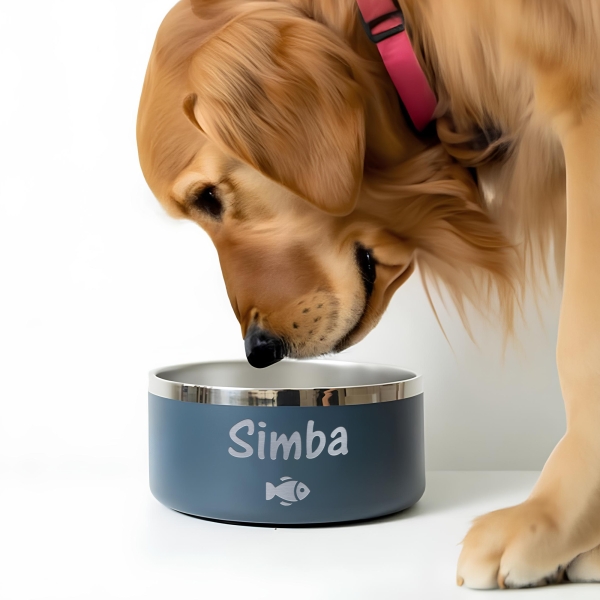 Gamelle personnalisée - Modèle gravée - Bleu marin- KDO MAGIC - animaux de compagnie
