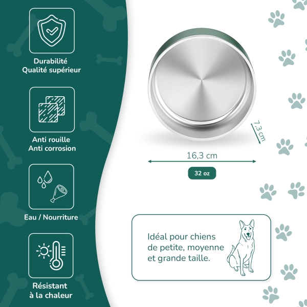 Gamelle personnalisée - Modèle gravée - Vert - KDO MAGIC - animaux de compagnie