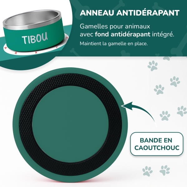 Gamelle personnalisée - Modèle gravée - Vert - KDO MAGIC - animaux de compagnie